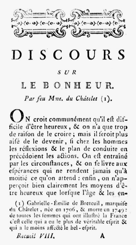 Du Chatelet S Discours Sur Le Bonheur 1779 Project Vox
