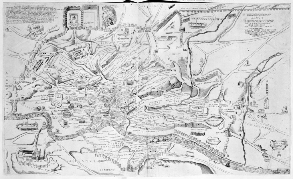 Bird's eye view map of Rome in 1553