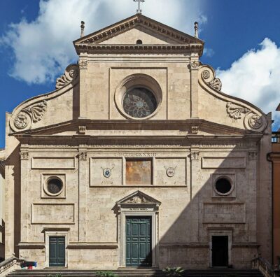 Facade of Sant'Agostino church in Rome and once the site of D'Aragona's tomb