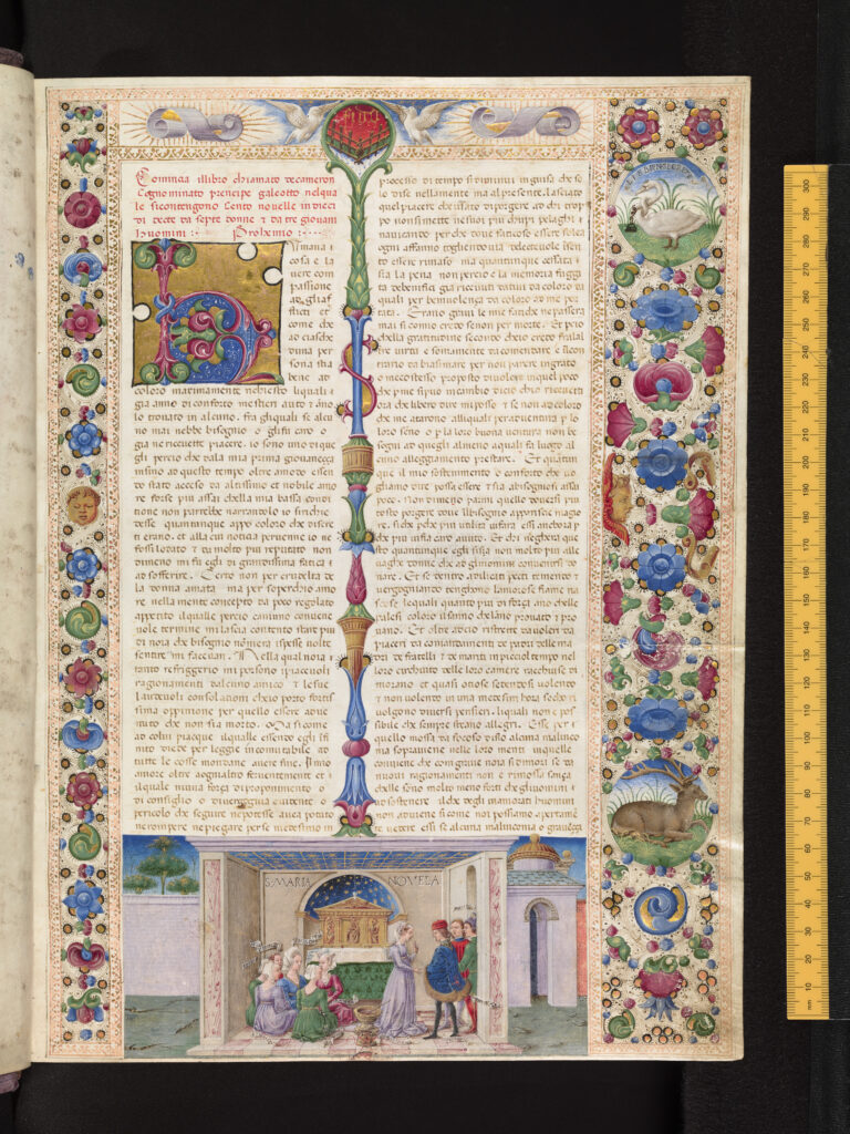 Manuscript page from the 1467 edition of Boccaccio's book "The Decameron"