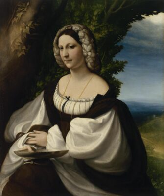Portrait of a lady identified as Veronica Gambara and painted by Correggio circa 1520 to 1524 