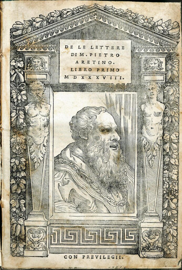 Frontispiece portrait of Pietro Aretino from 1538