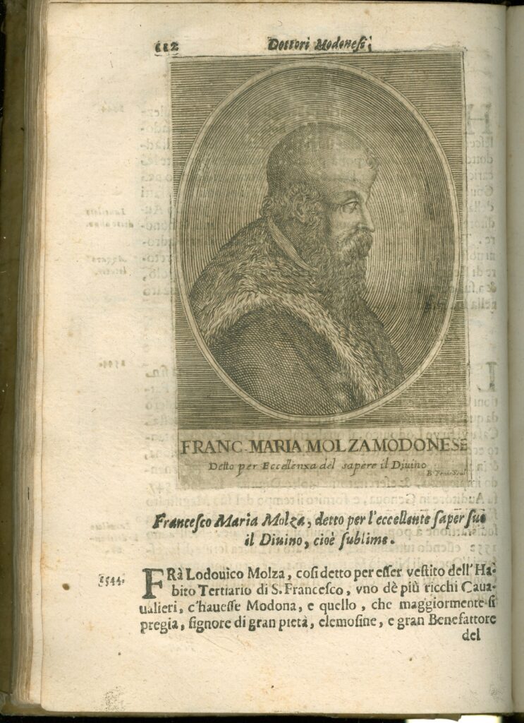 Printed portrait of the poet Francesco Maria Molza from 1665