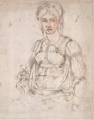 Drawing done by Michelangelo circa 1525 and identified as a portrait of Vittoria Colonna
