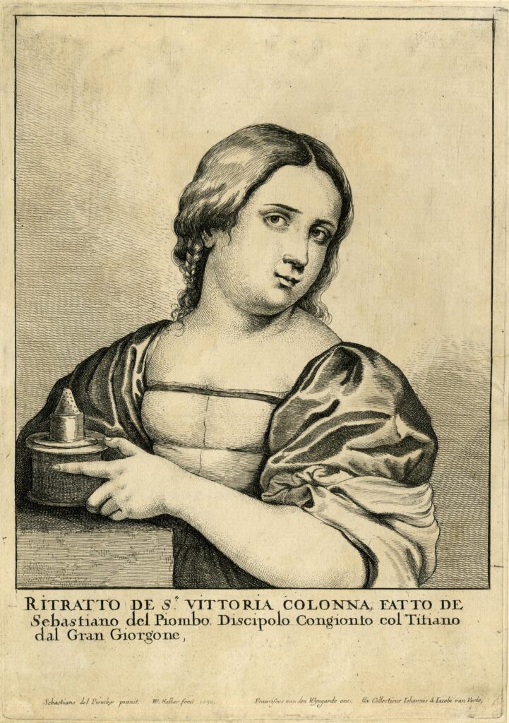 Printed portrait of Vittoria Colonna after a painting by Sebastiano del Piombo