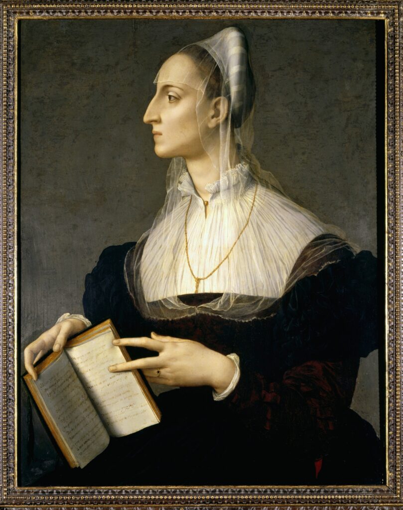 Portrait of Laura Battiferri painted by Bronzino circa 1555
