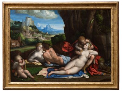 "Two Couples with Cupid" painted by Da Garofalo circa 1535 - 1545, previously titled "An Allegory of Love"