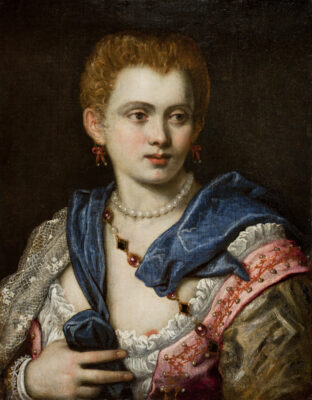 Portrait of a lady believed to be Veronica Franco, painted by Tintoretto circa 1575 - 1594 