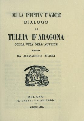 Title page of the critical edition of D'Aragona's "Della infinita' d'amore" published in 1864 