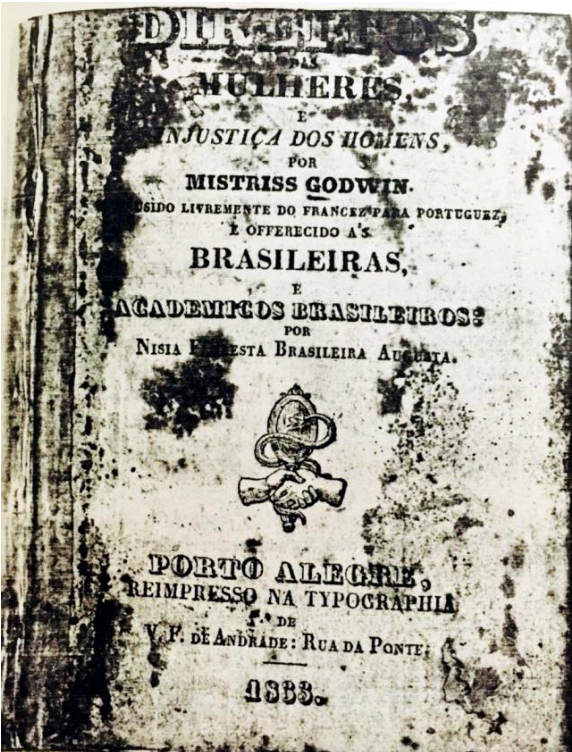 Title page of the second edition of Direitos das mulheres e injustiça dos homens (1833).