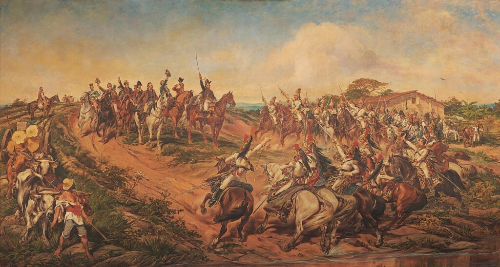 Oil painting depicting the proclamation of Brazilian independence in 1822.