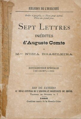 Title page of Sept lettres inédites d'Auguste Comte a mme Nisia Brasileira (1888).