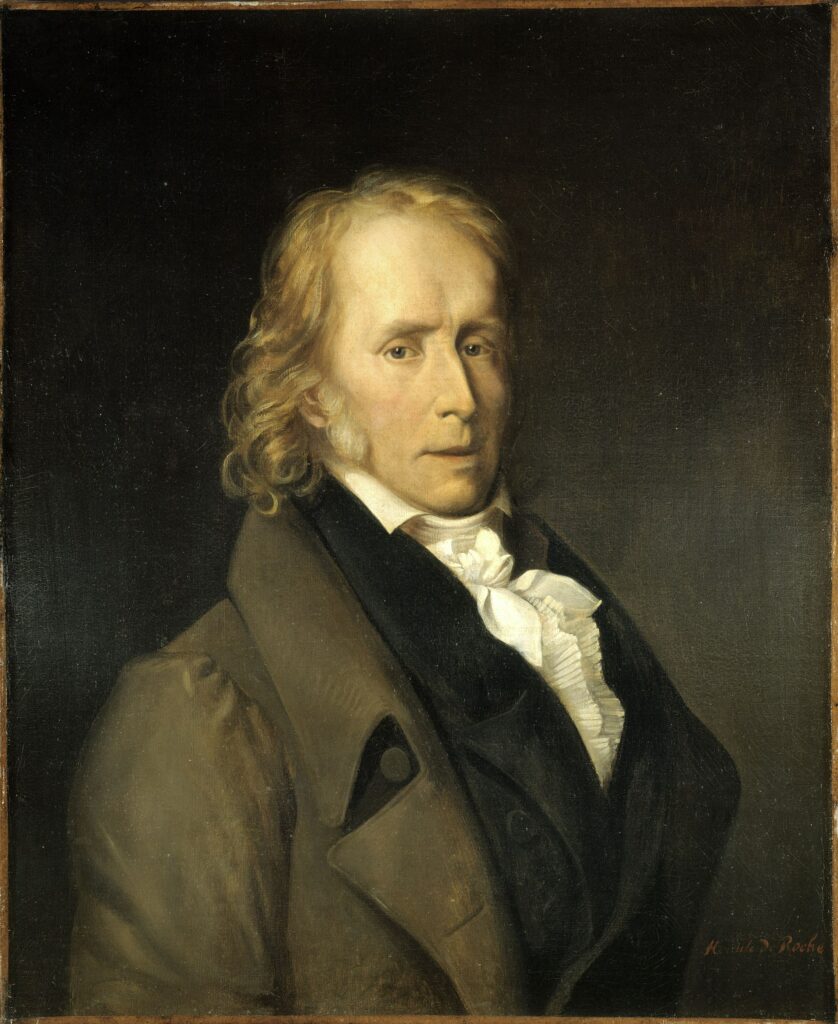 An oil portrait of Benjamin Constant, political philosopher and close friend to Germaine de Staël.