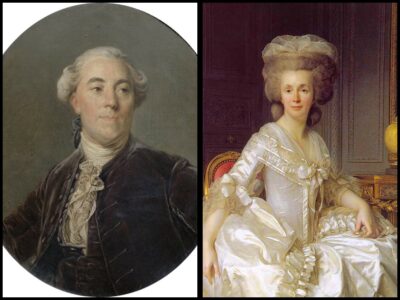 Composite of Portrait of Jacques Necker (1781) (left) and Suzanne Necker and Portrait de Suzanne Curchod (Madame Jacques Necker) (right) by Joseph-Siffred Duplessis